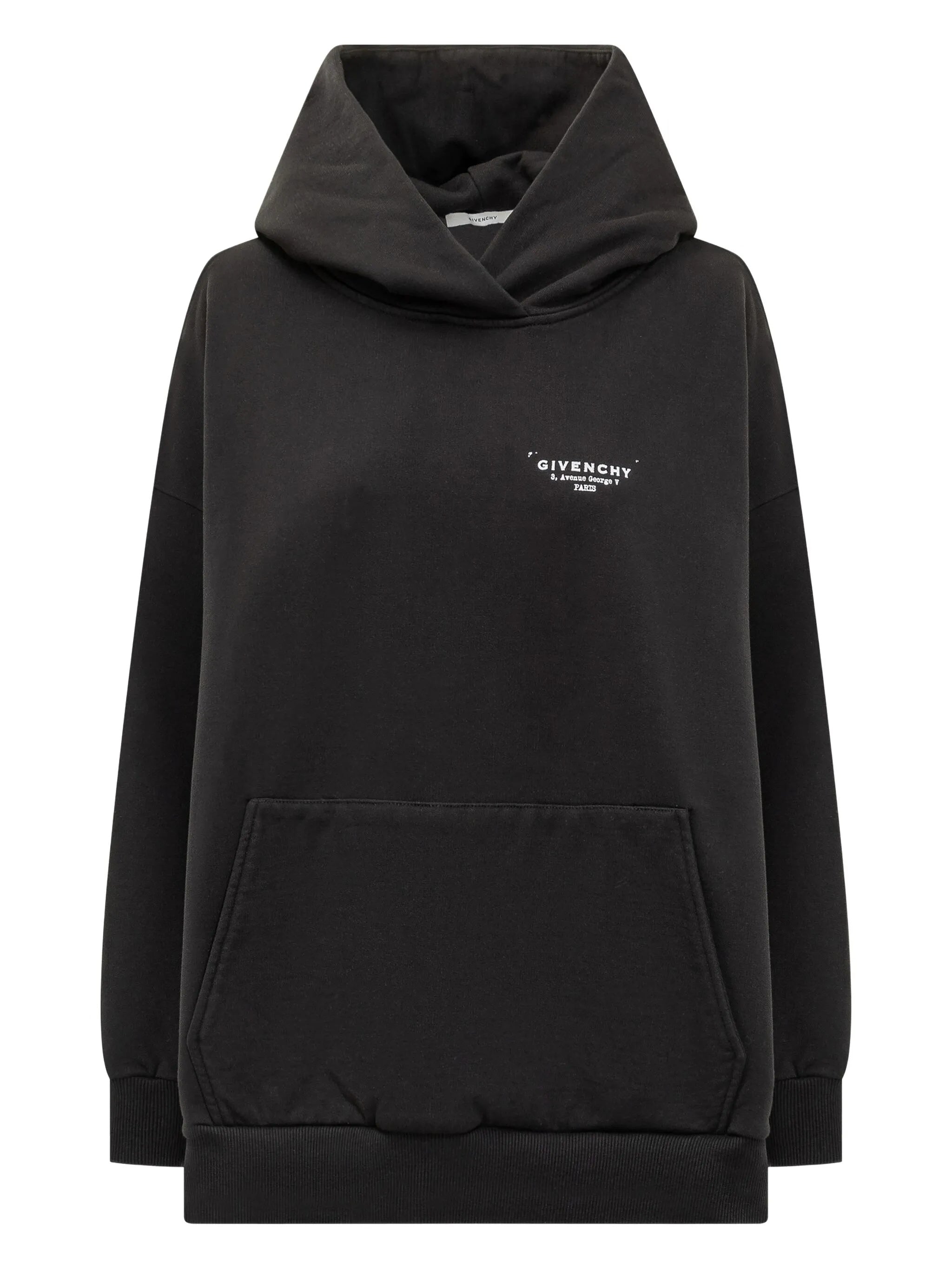 Relaxed Fit Black Cotton Graphic Hoodie