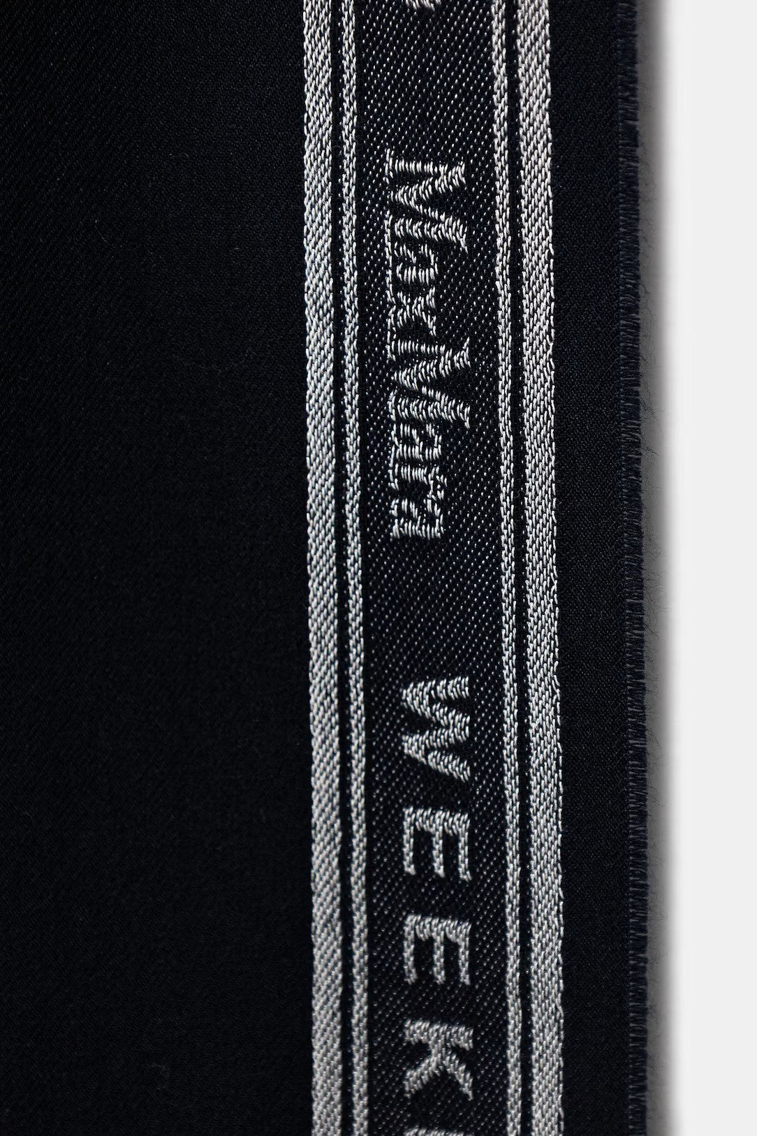 Rectangular Black Scarf with Woven Branded Detail