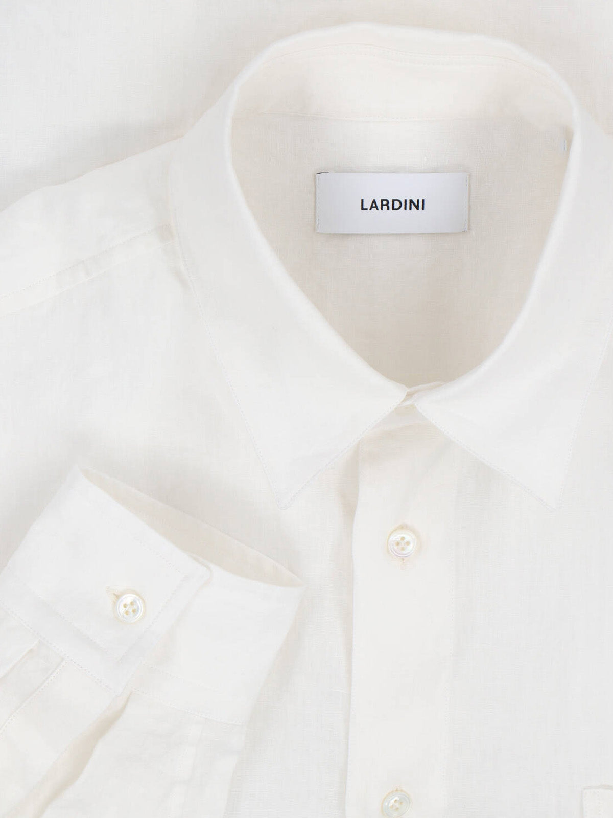 White Long-Sleeved Front Pocket Shirt