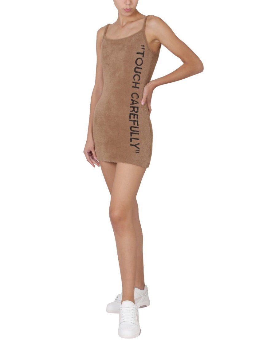 Fuzzy Mini Dress With Round Neckline