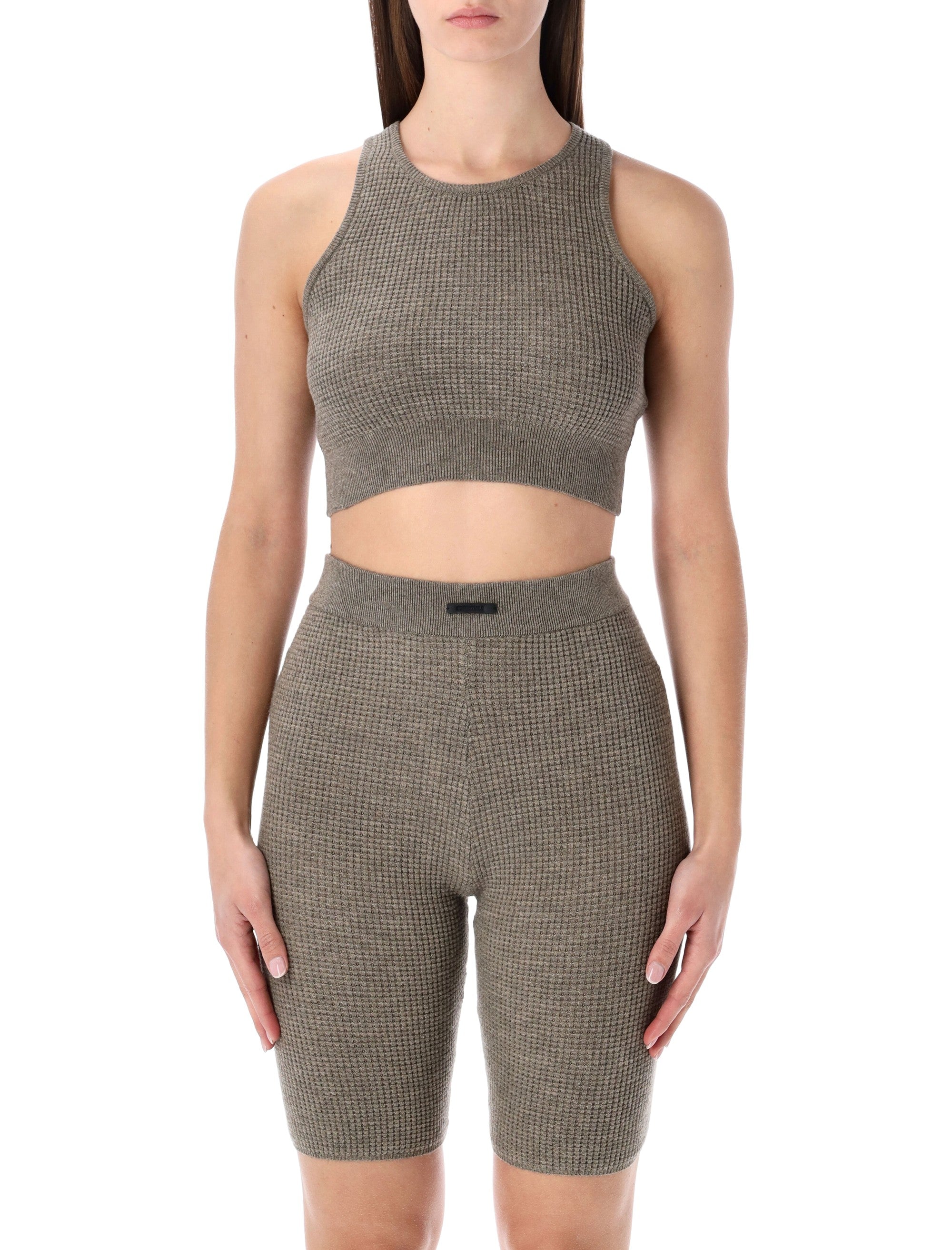 Waffle Knit Cropped Sport Tank