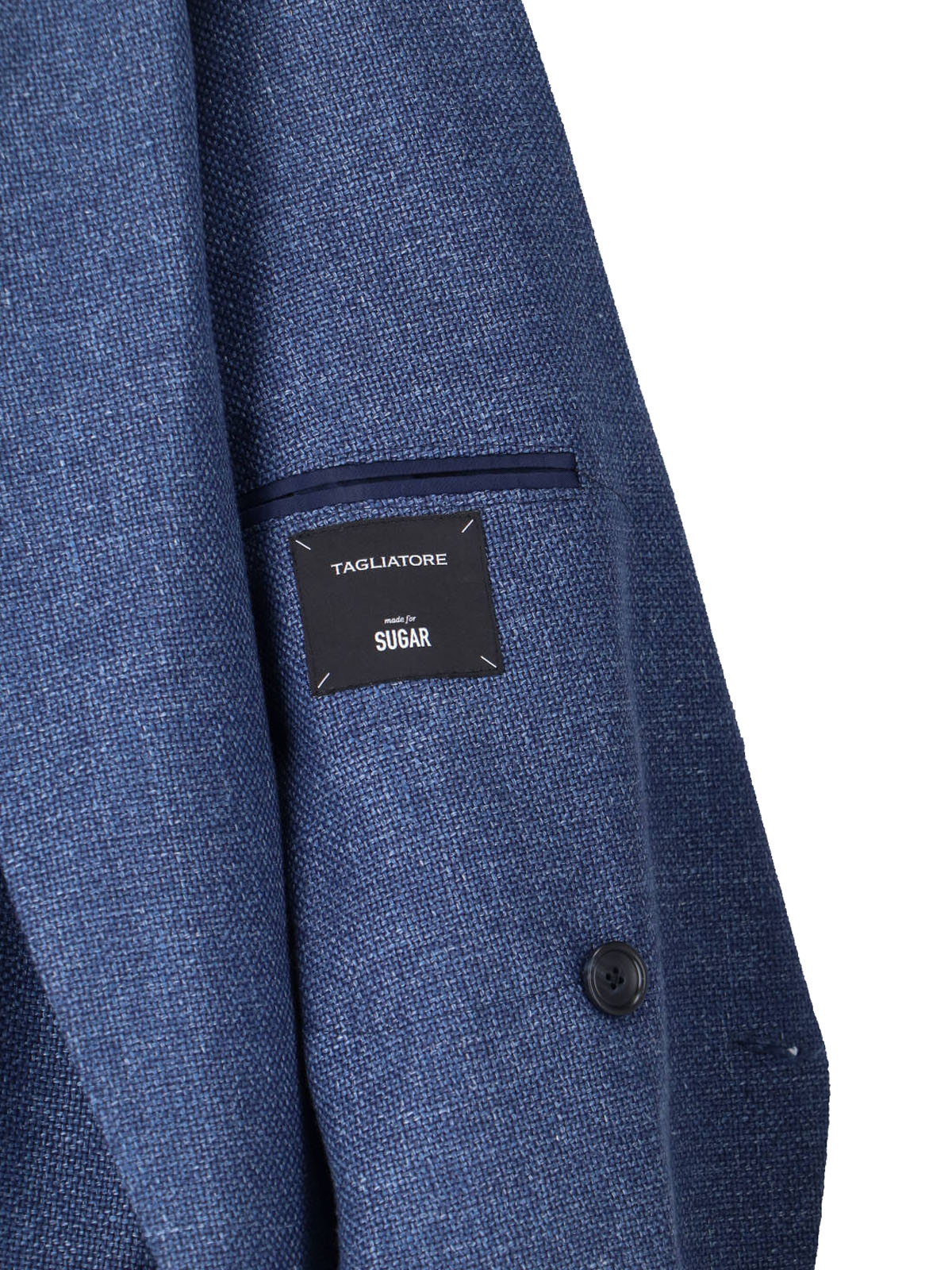Blue Double-Breasted Wool Linen Blazer