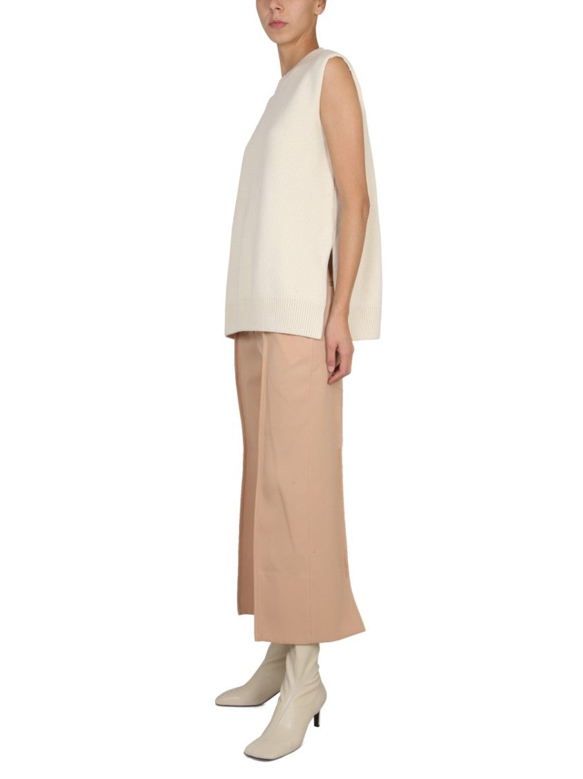 Cropped Wide-Leg Wool Pants