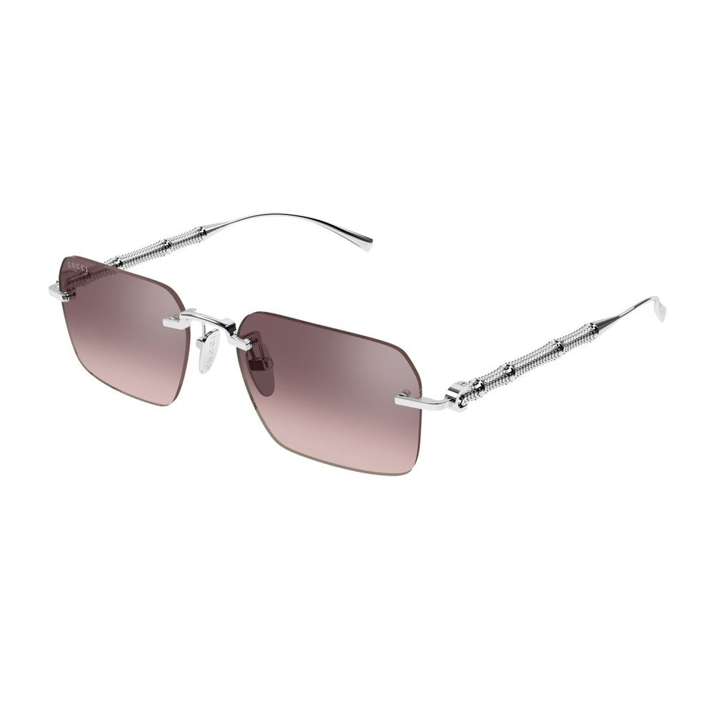 Rimless Silver Sunglasses with Bamboo Motif and Brown Gradient Lenses GG2154S Linea Sign