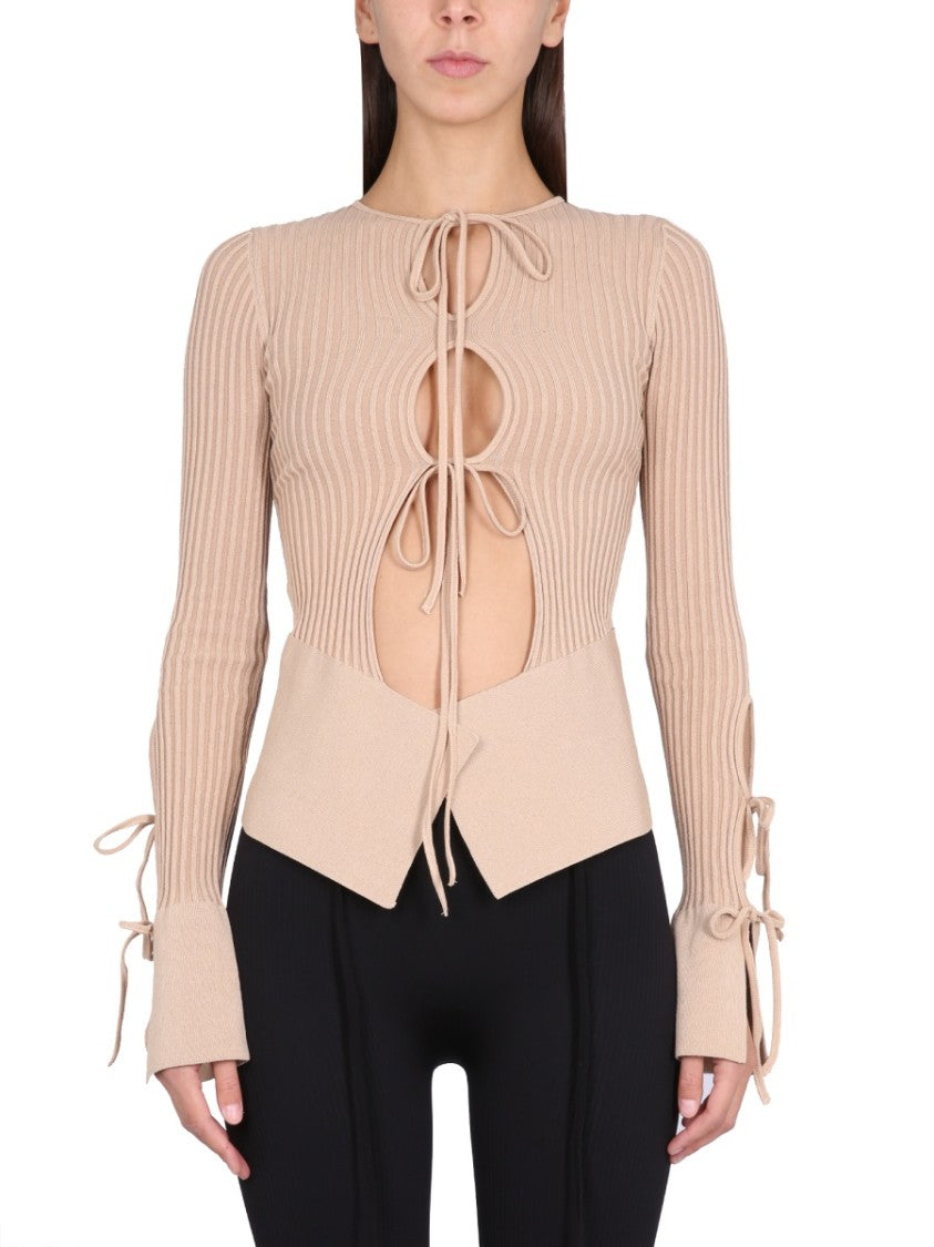 Knitted Cardigan With Adjustable Front Closure