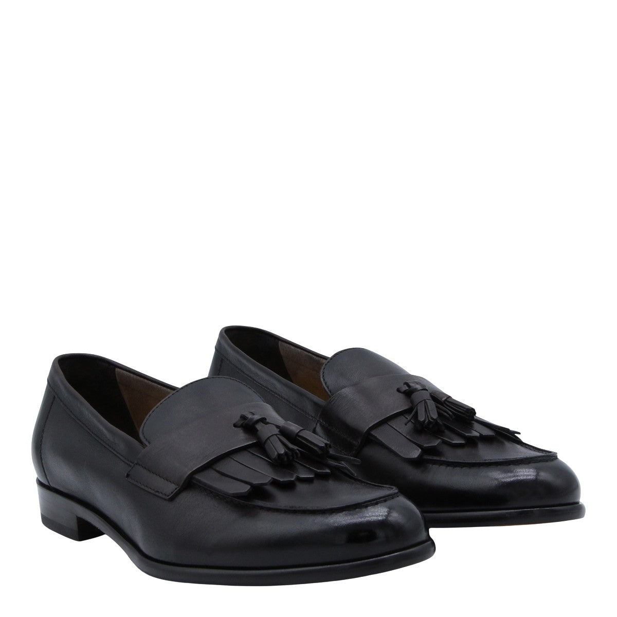 Polished Black Loafers with Rounded Toe
