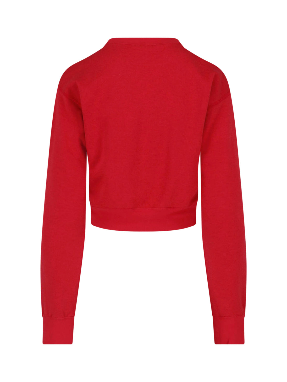 Red Cropped Ribbed Cashmere Knit Sweater