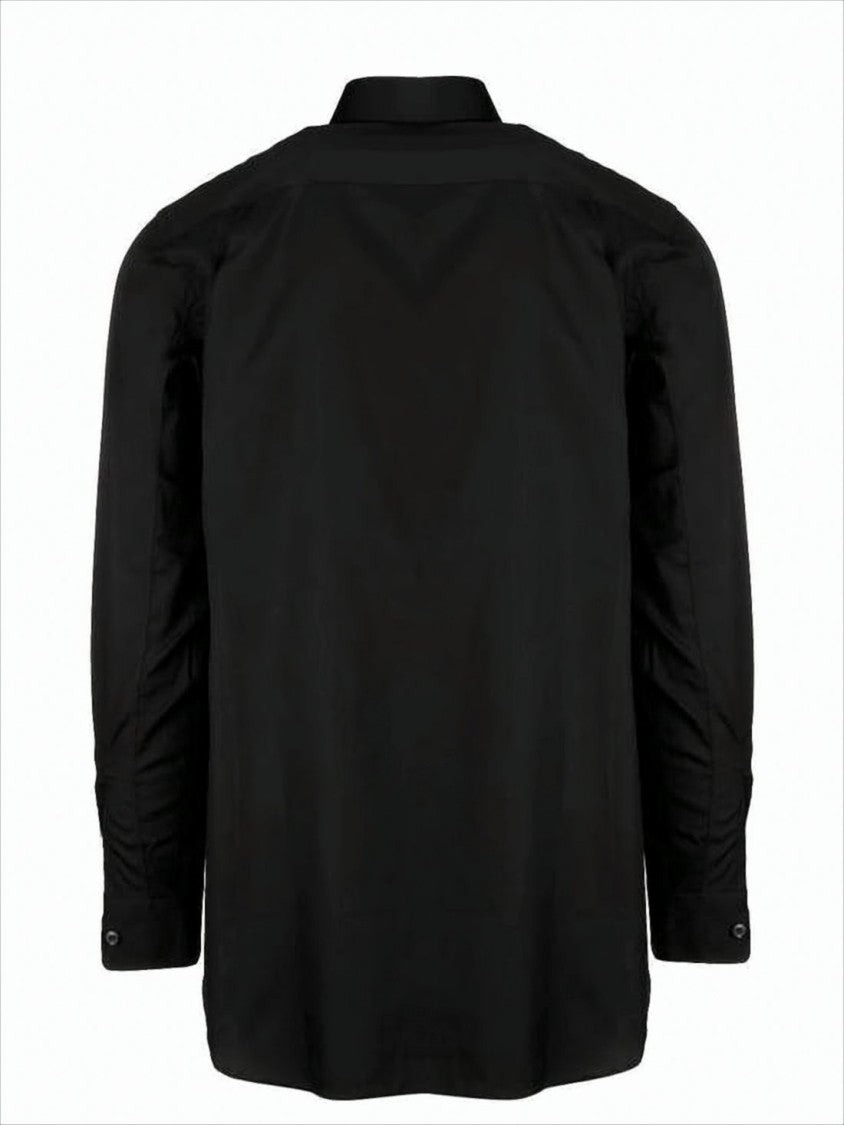 Long-Sleeve Black Shirt with Classic Collar
