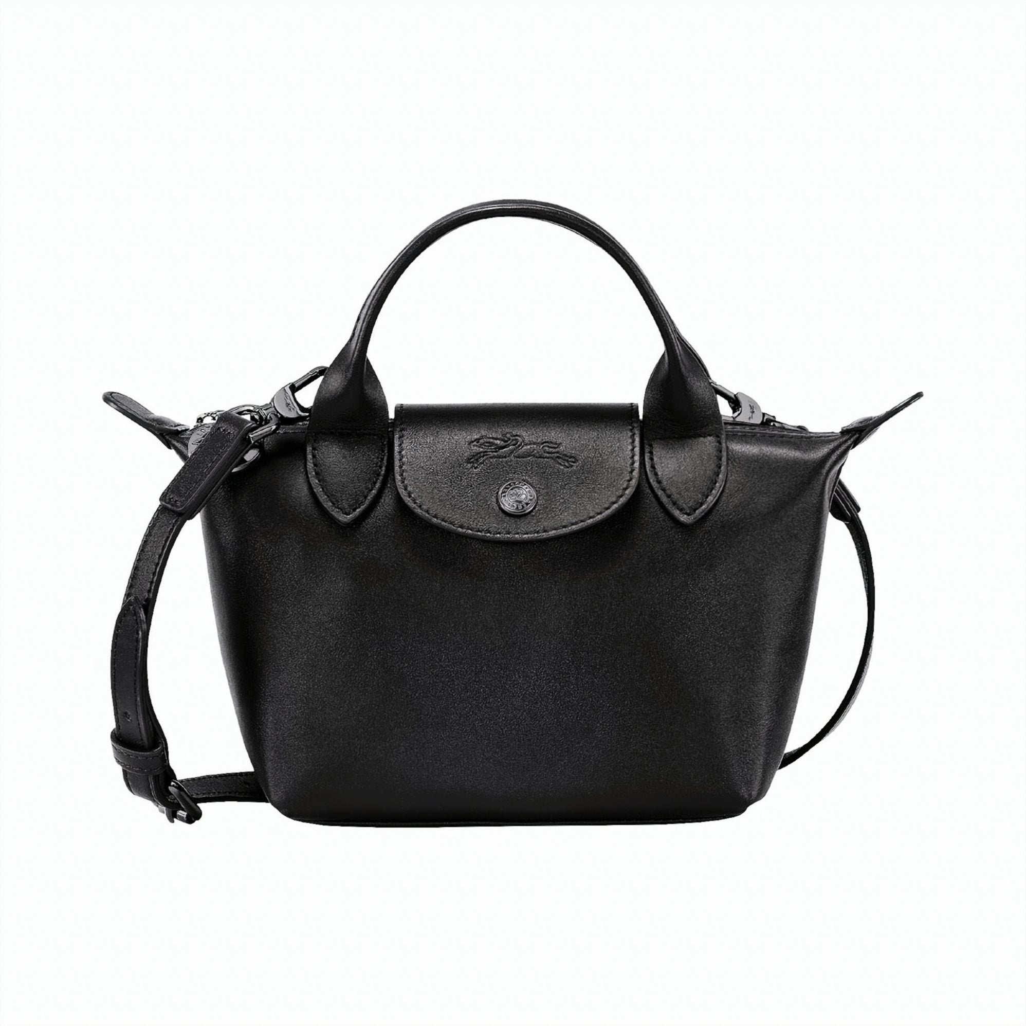 Structured Black Calf Leather Mini Handbag