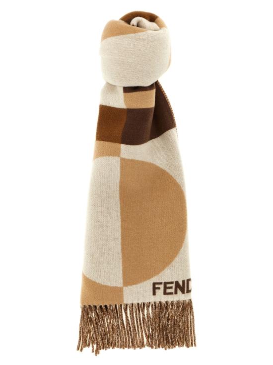 Geometric Wool And Cashmere Scarf With Fringed Edges