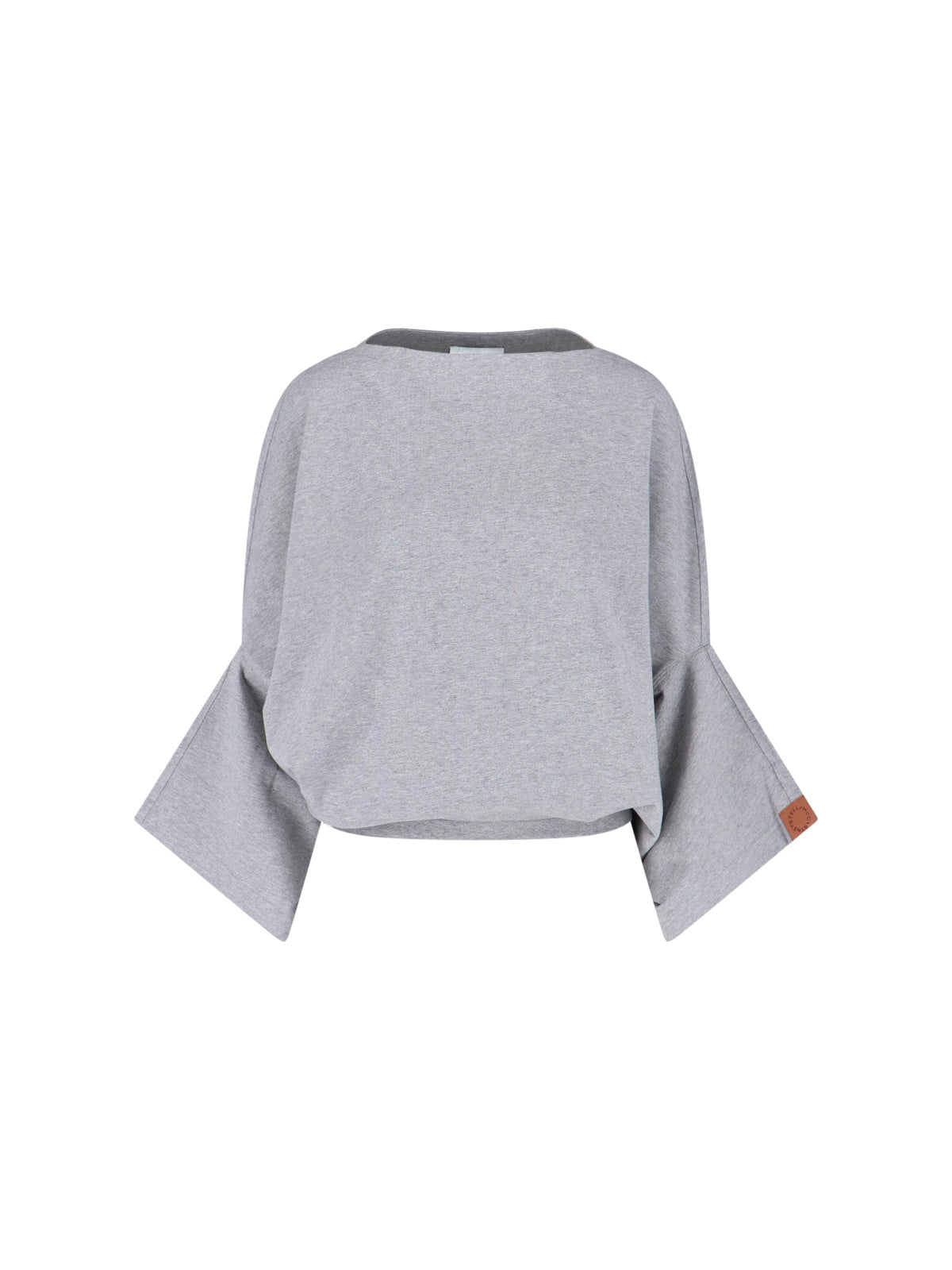 Grey Cropped Wide Sleeve Logo Sweatshirt