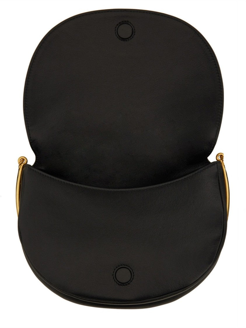 Curved Silhouette Black Leather Tote With Adjustable Strap