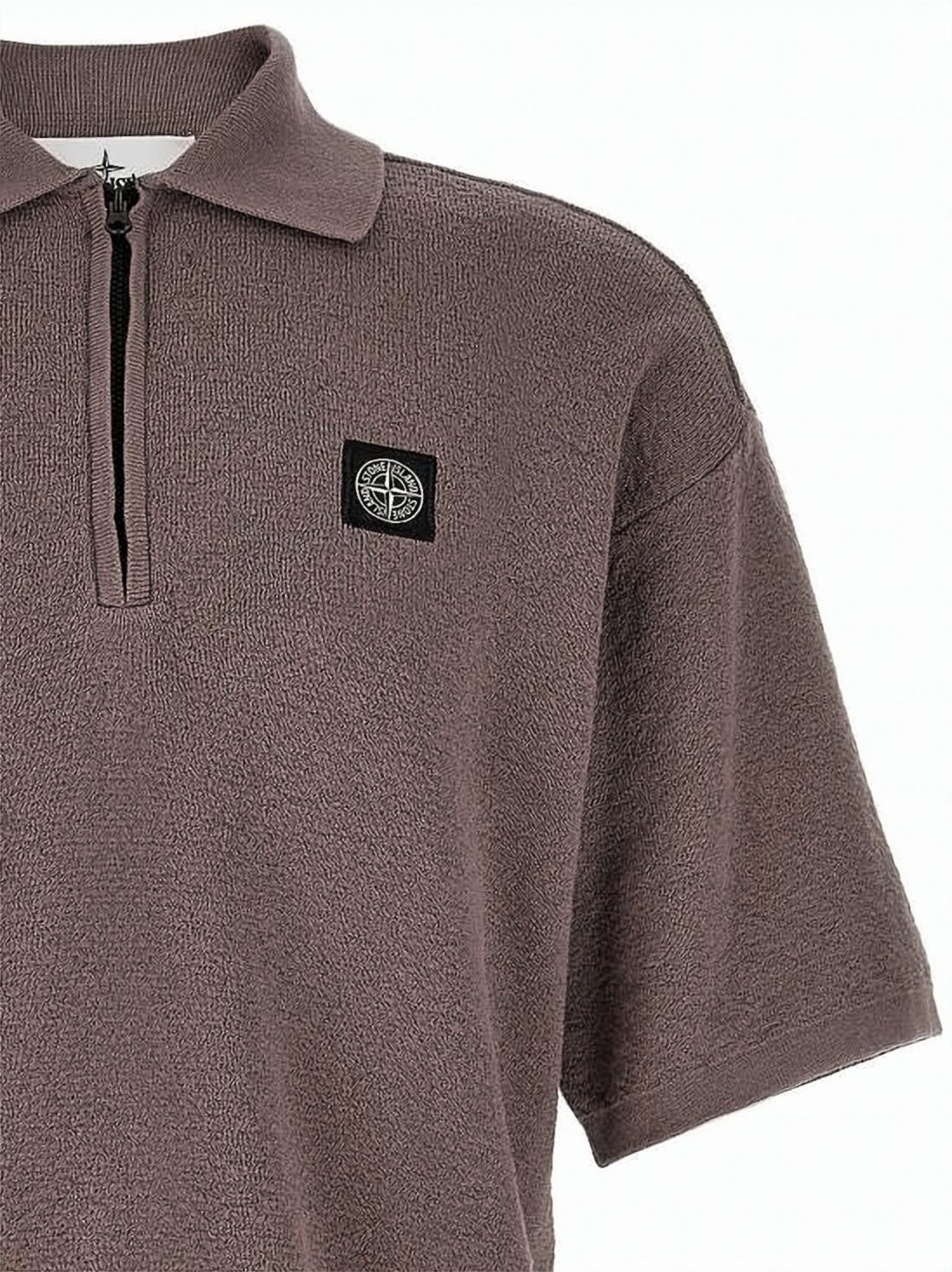 Textured Polo Shirt with Zip-up Collar