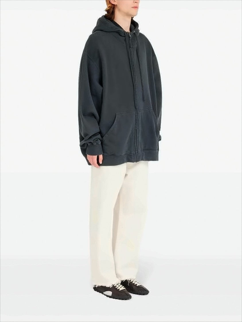 Oversized Zip-Up Hoodie With Relaxed Fit And Drawstring Hood