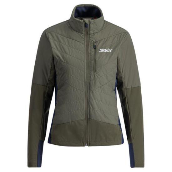 Quilted Green High Collar Jacket with Functional Design