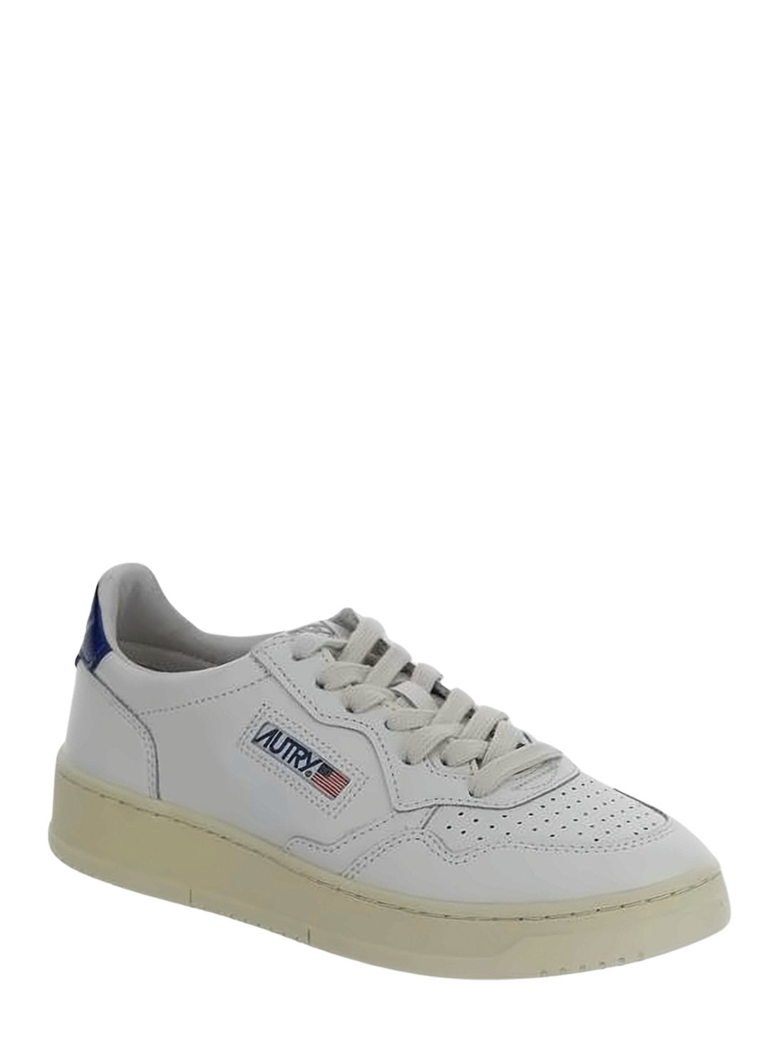 Low-Top Leather Sneakers with Perforated Detailing