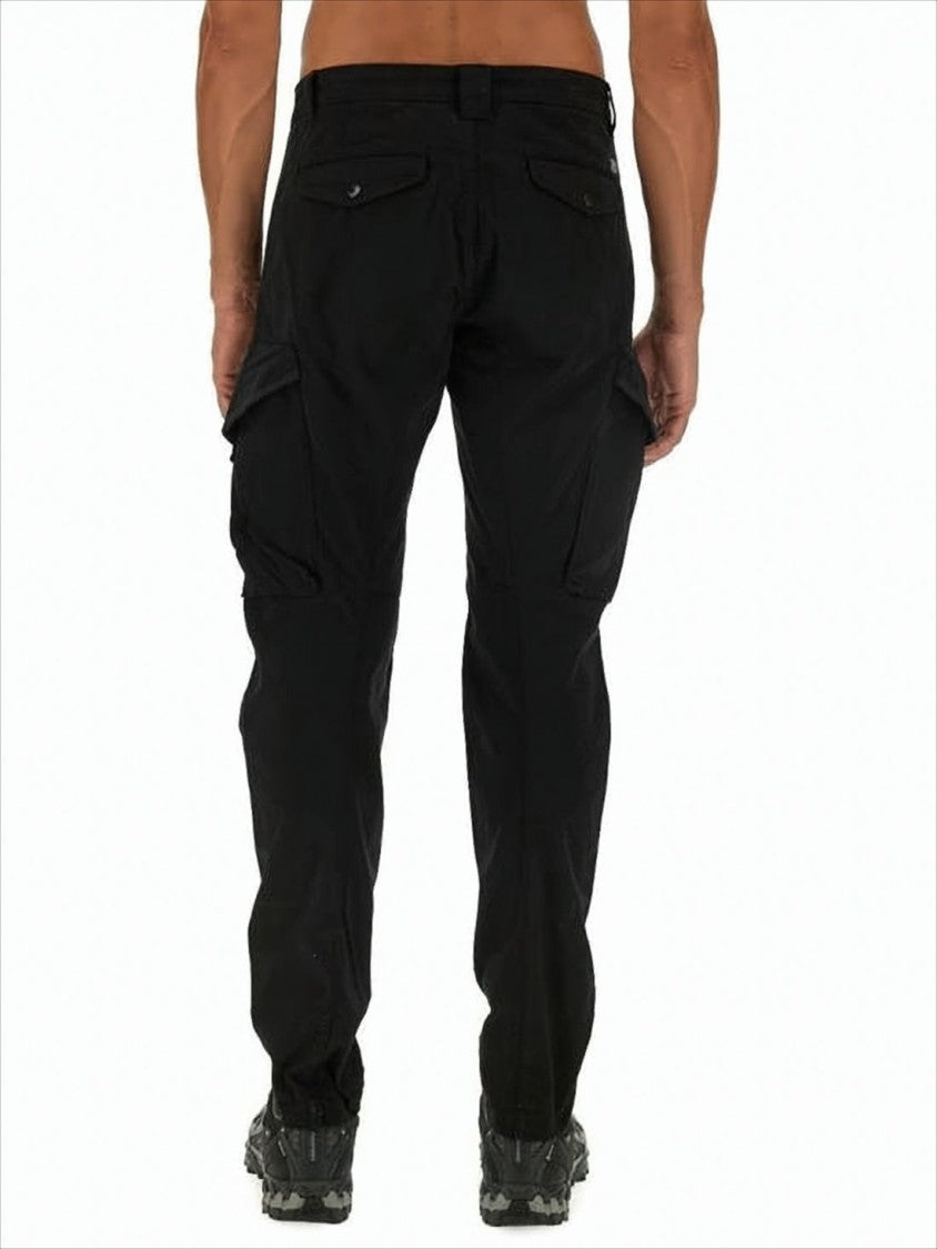 Tapered Cargo Pants With Functional Pockets And Button Closure