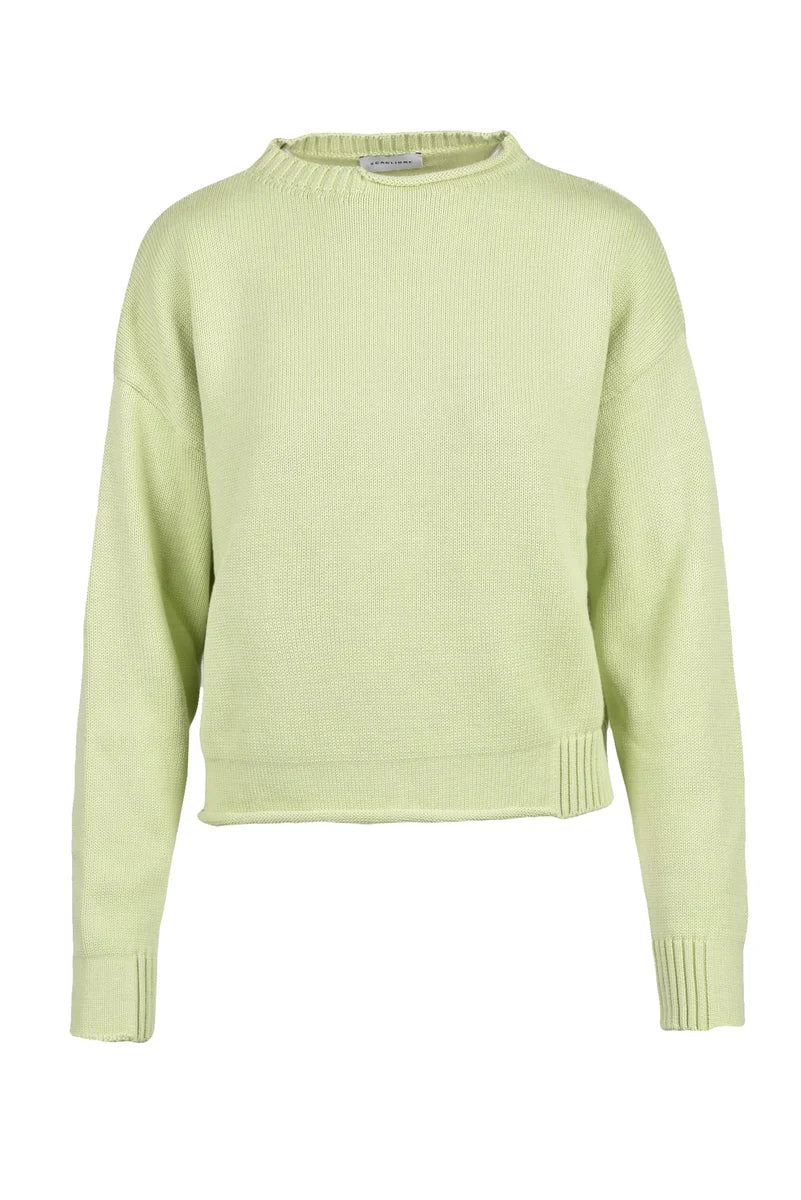 Cotton Crew Neck Sweater - Apple Green