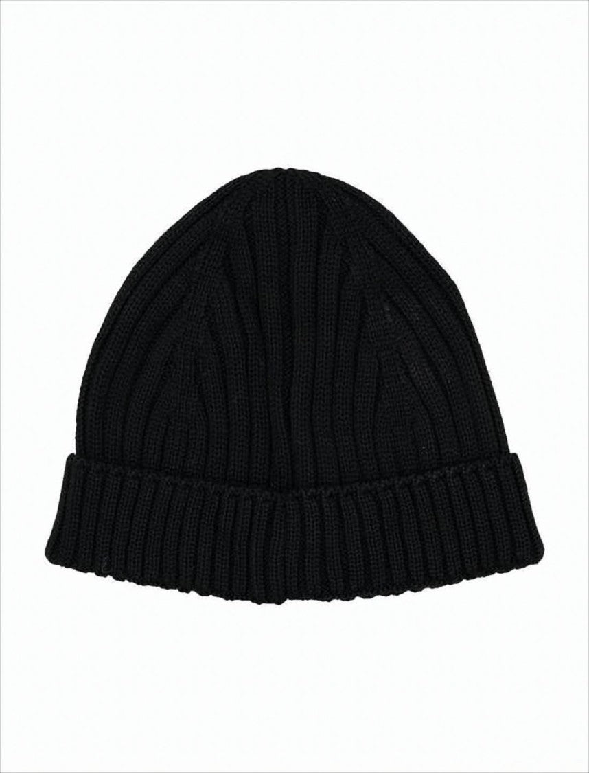 Ribbed Knit Beanie with Folded Cuff