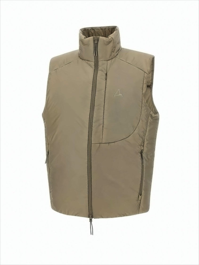 High-Collar Sleeveless Vest With Minimalist Logo