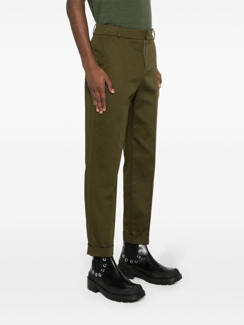 Khaki Tapered Leg Trousers