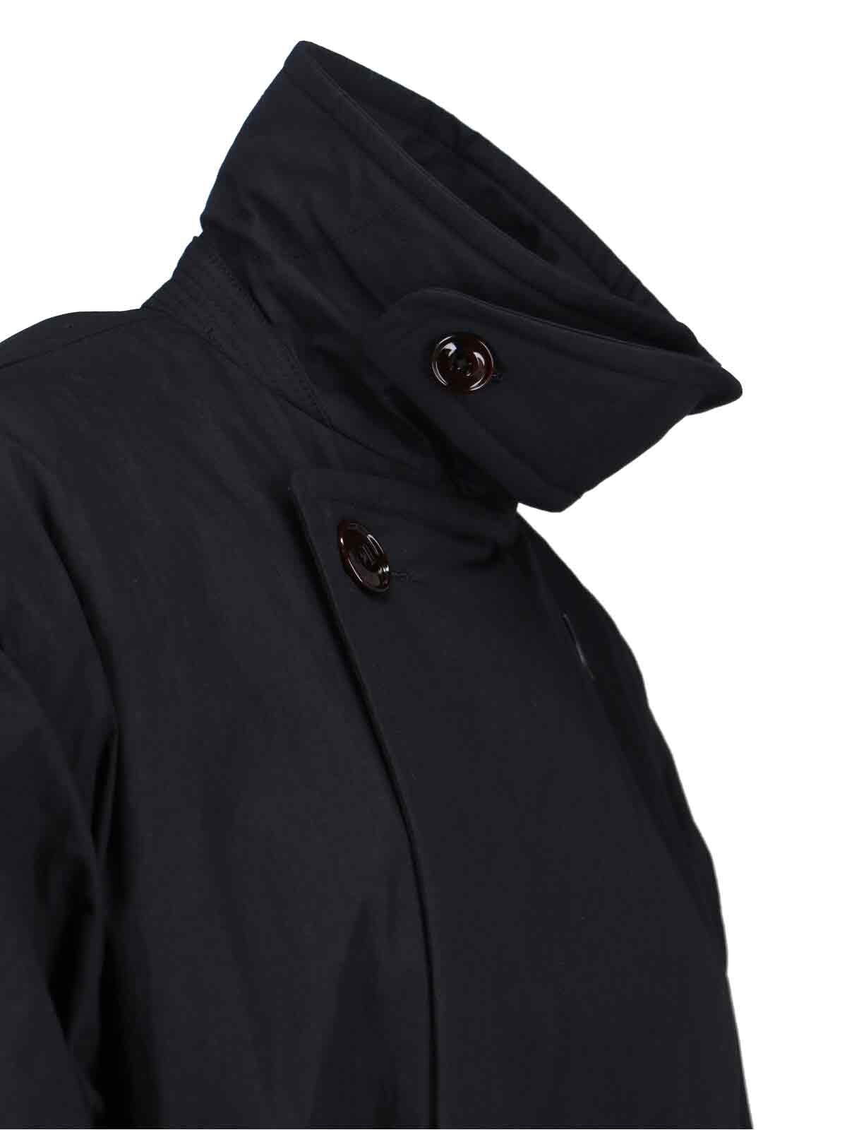 Double-Breasted Black Coat With Round Collar