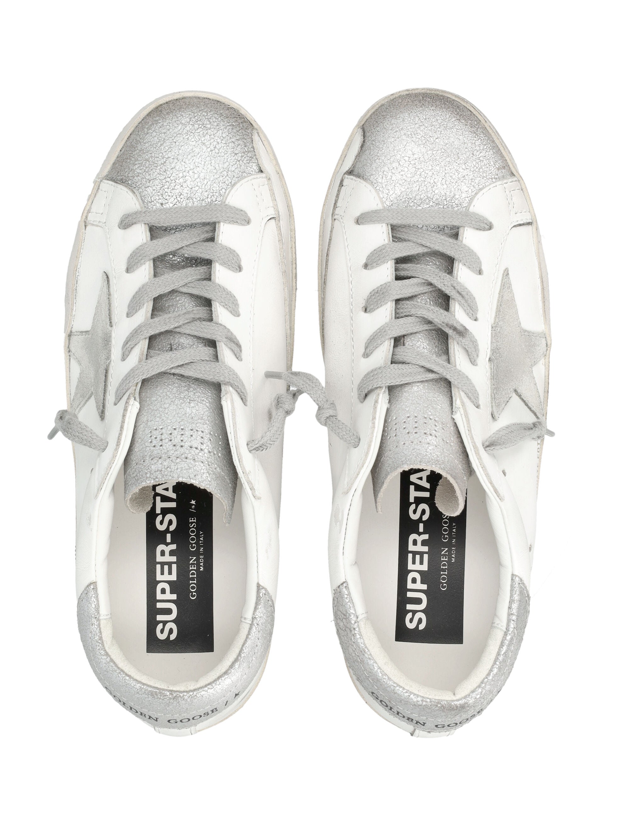 Distressed White Leather Low-Top Sneakers