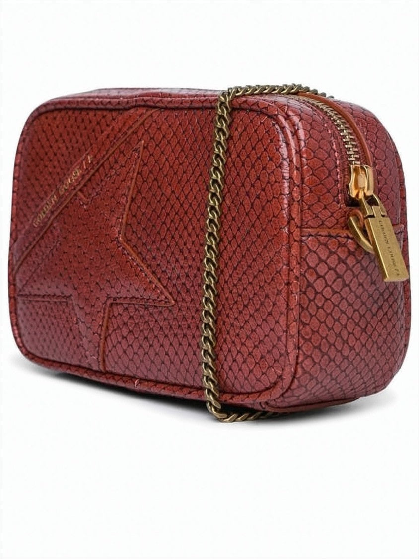 Textured Cowhide Leather Crossbody Bag with Embossed Star Detail