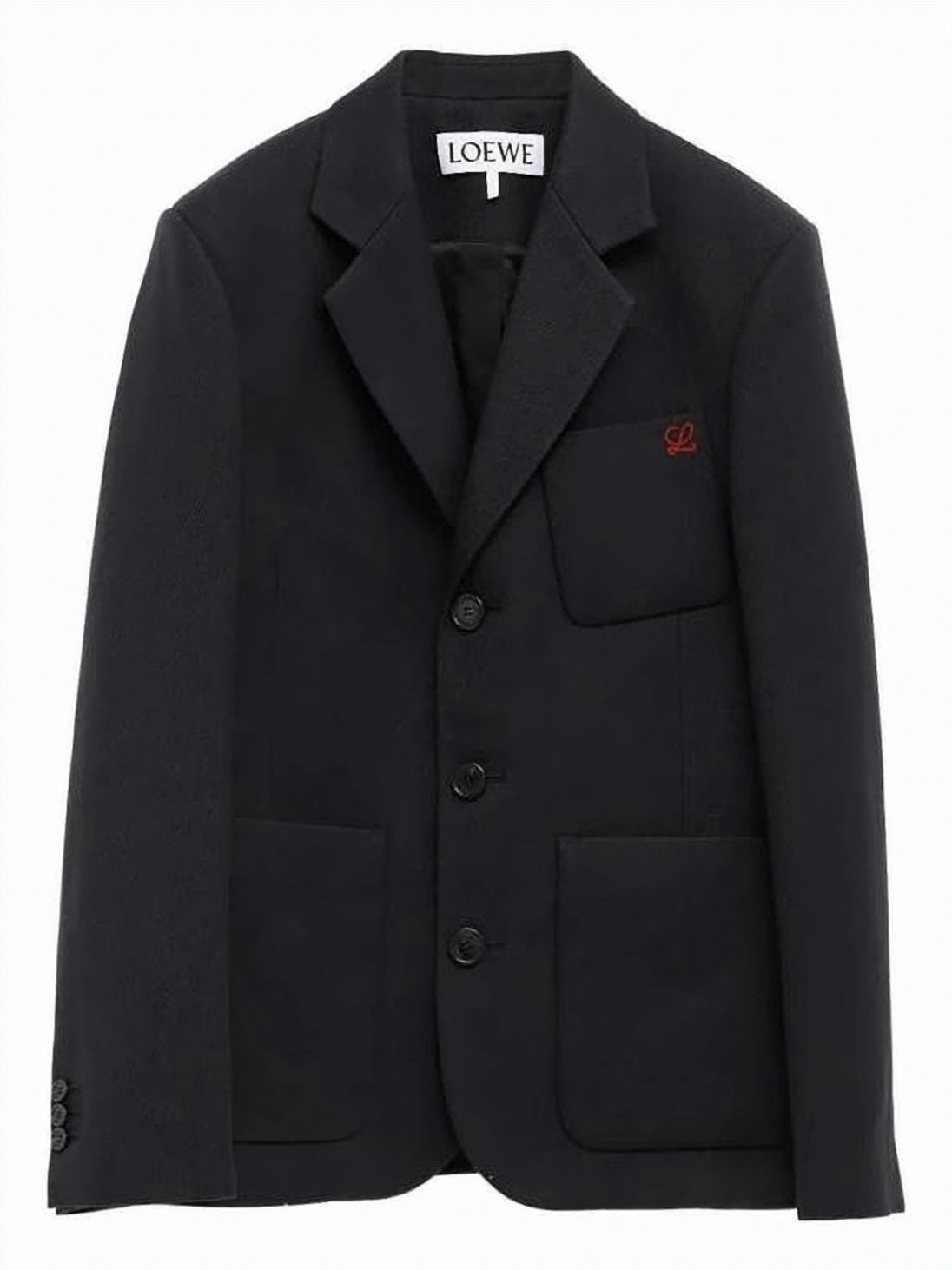 Textured Wool Blend Jacket With Leather Collar
