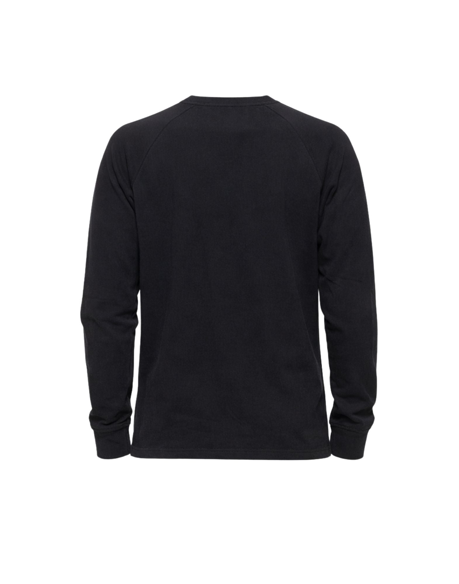 Black Cotton Long Sleeve Crew Pique T-Shirt