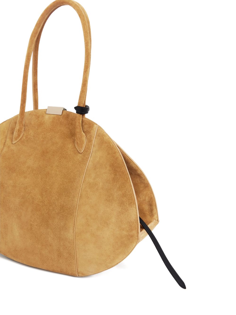 Elongated Oval Brown Silk and Nylon Handbag