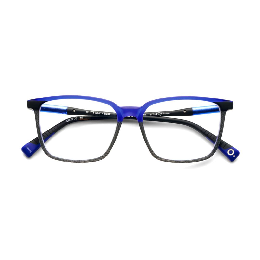 White Oak Rectangular Eyeglass Frames in Vibrant Blue