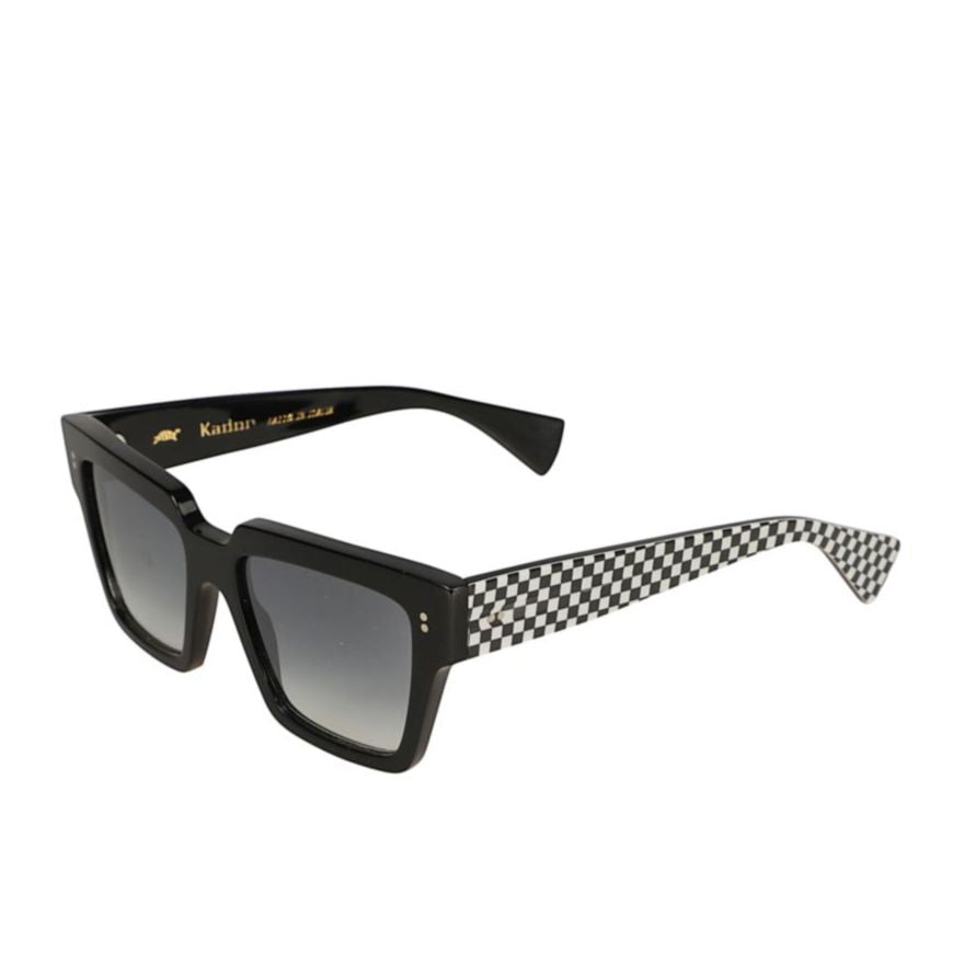 Fashion Bold Square Frame Sunglasses with Checkerboard Pattern