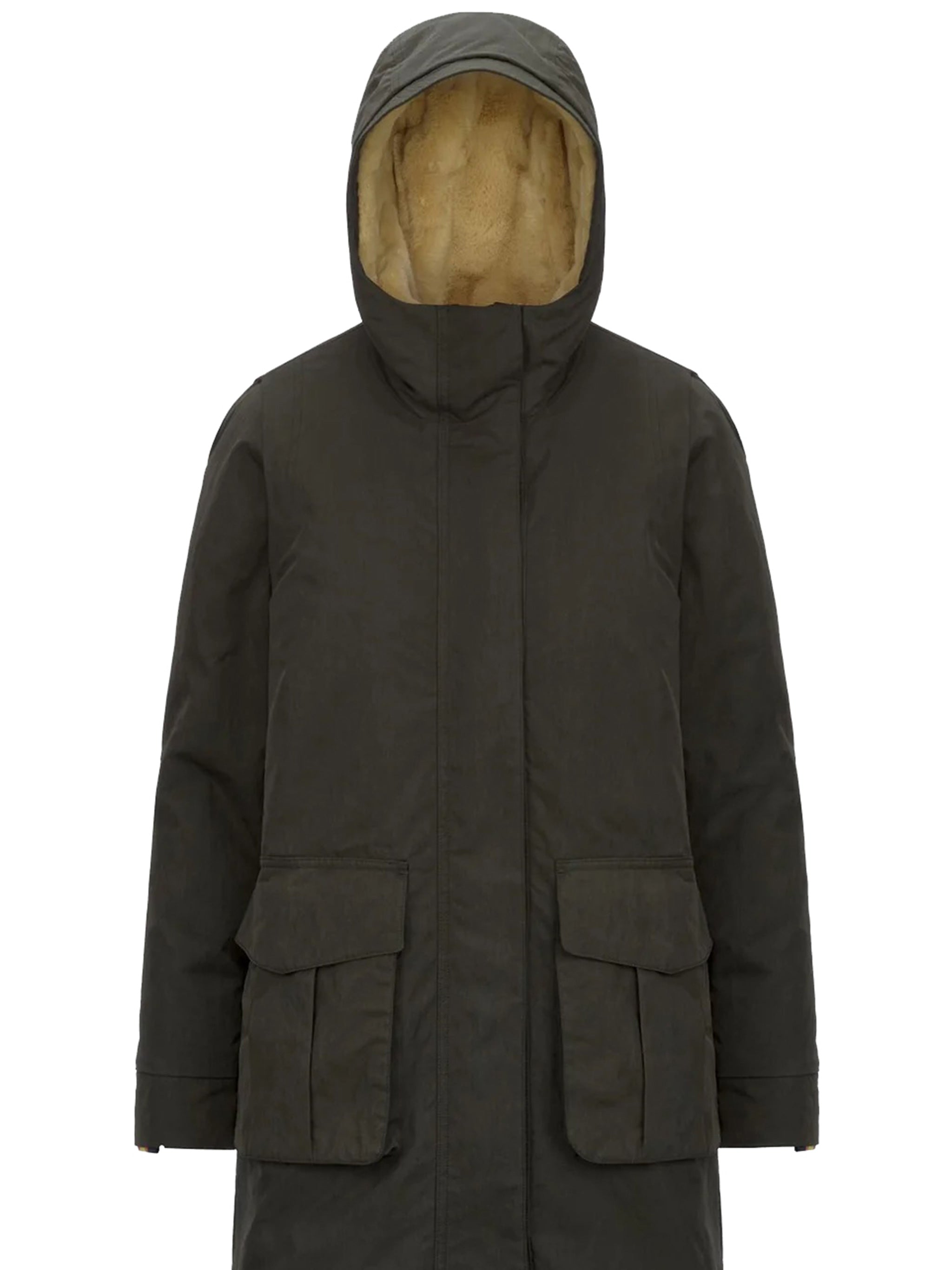 Black Brunil Cotton Feel Hooded Coat