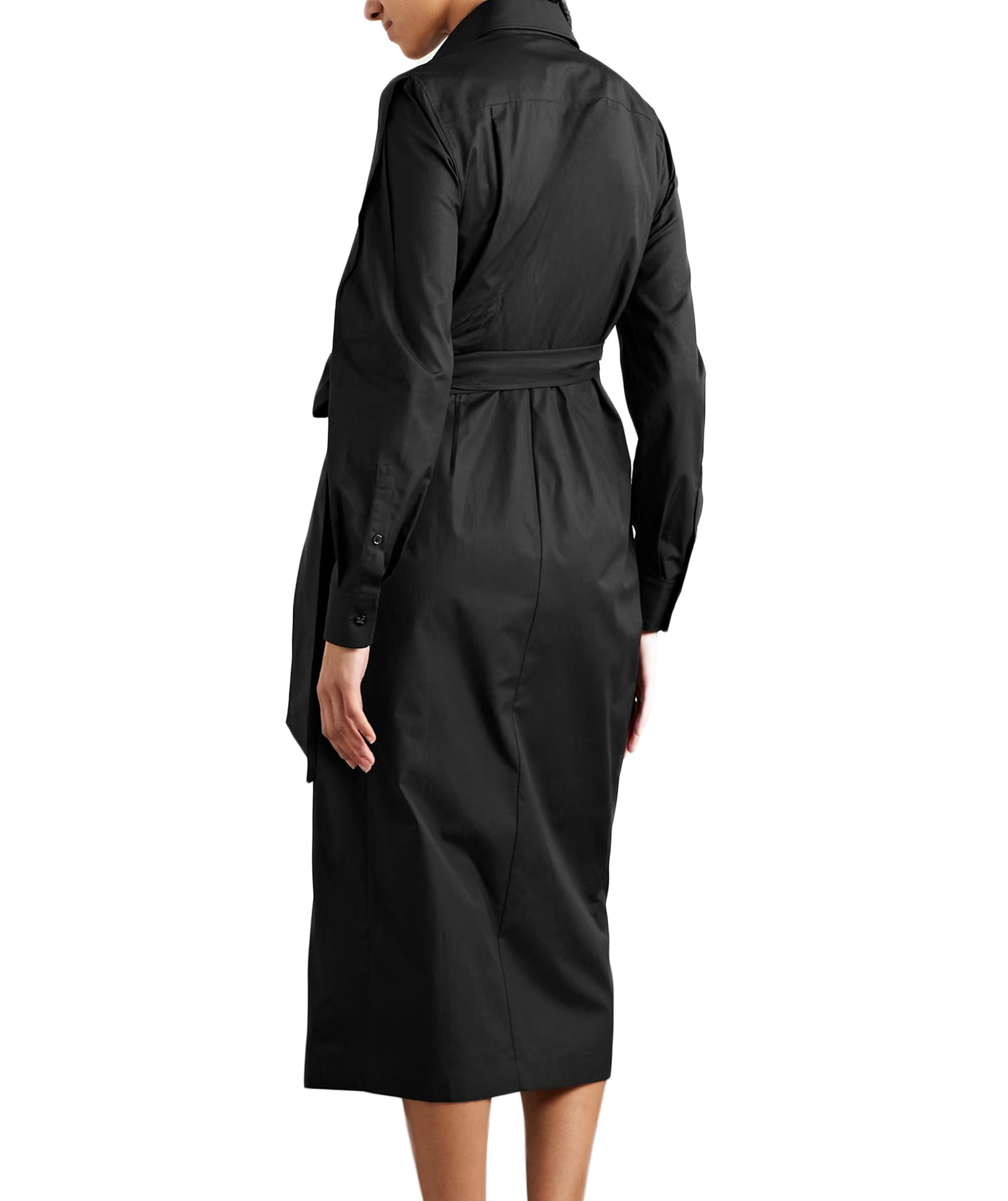 Midi-Length Tailored Dress with Wrap-Style Front
