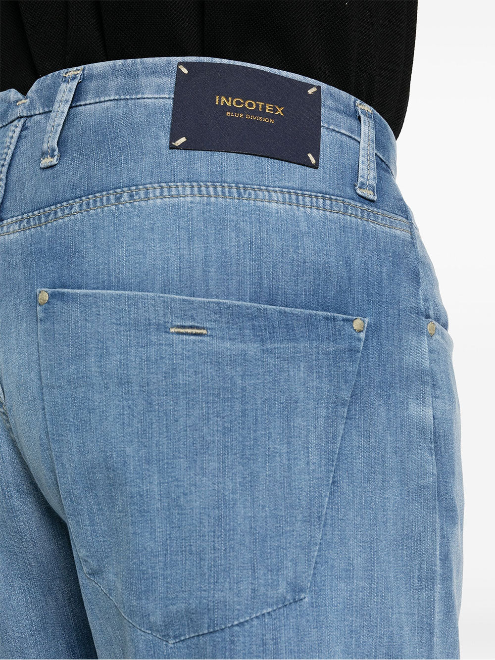 Blue Pantalone Straight-Leg Denim Stretch Pants