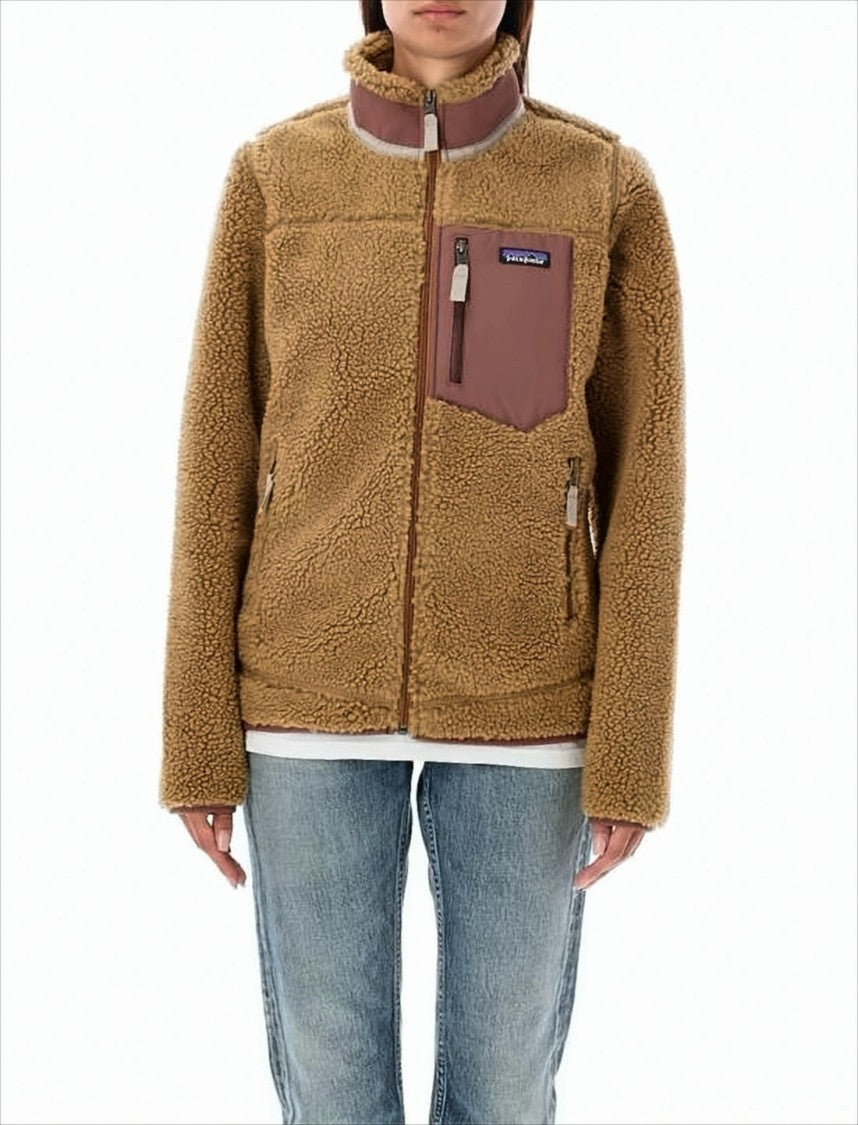Plush Fleece Jacket With Contrasting Pocket Detail