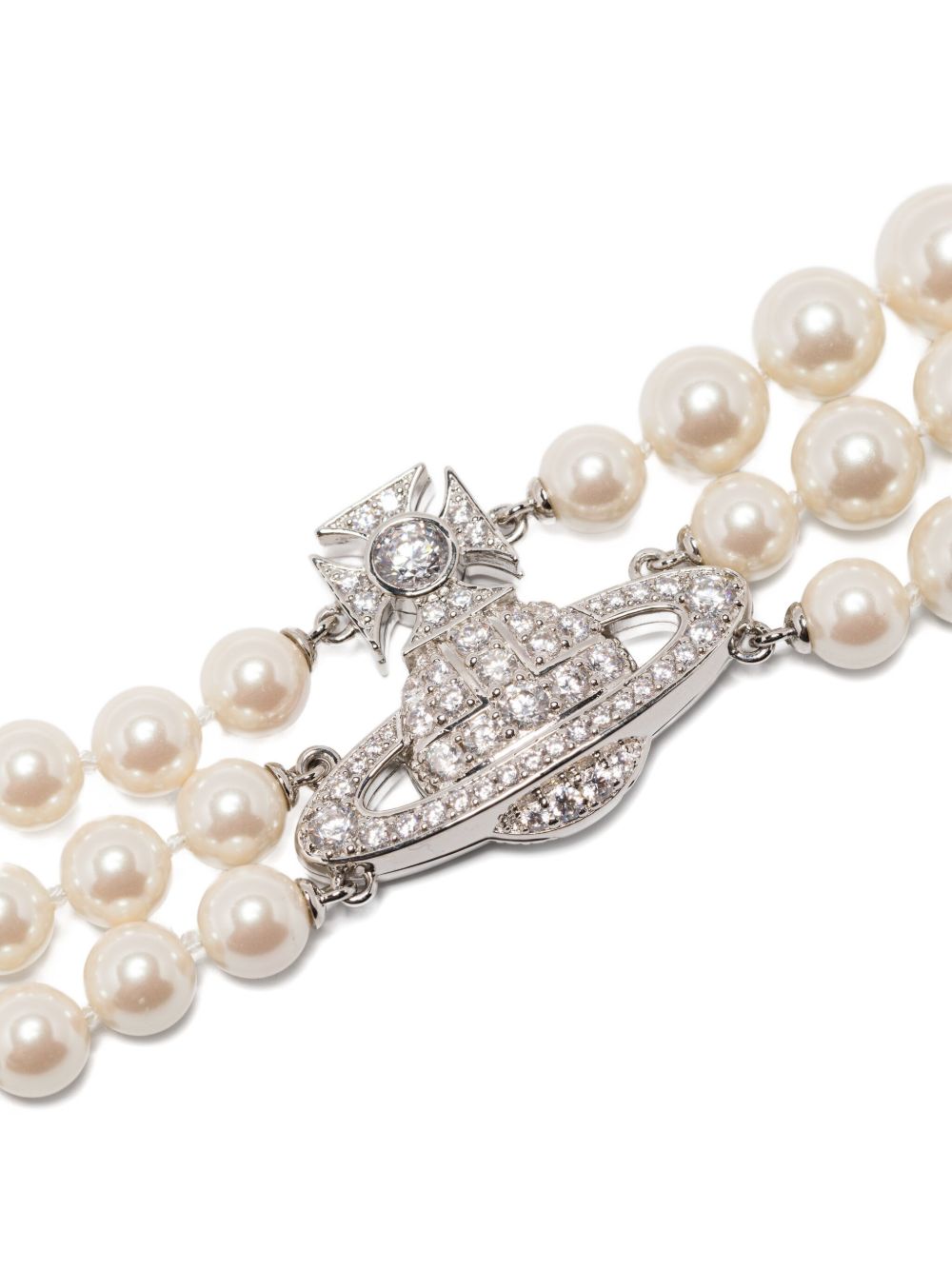 Triple Strand Silver-Tone Faux Pearl Necklace