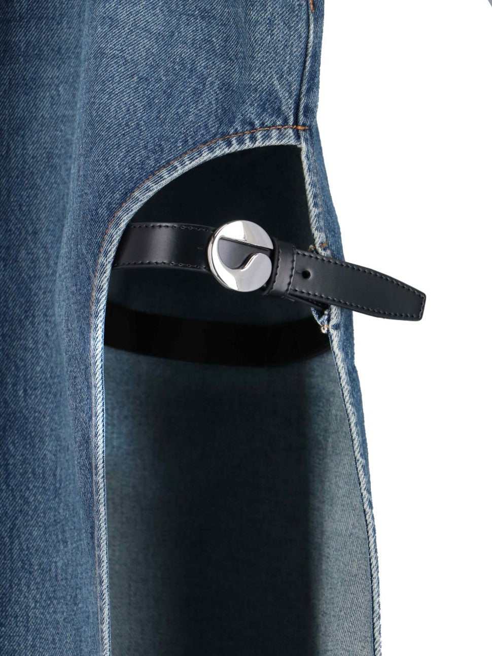 Midi Denim Skirt With Side Slit