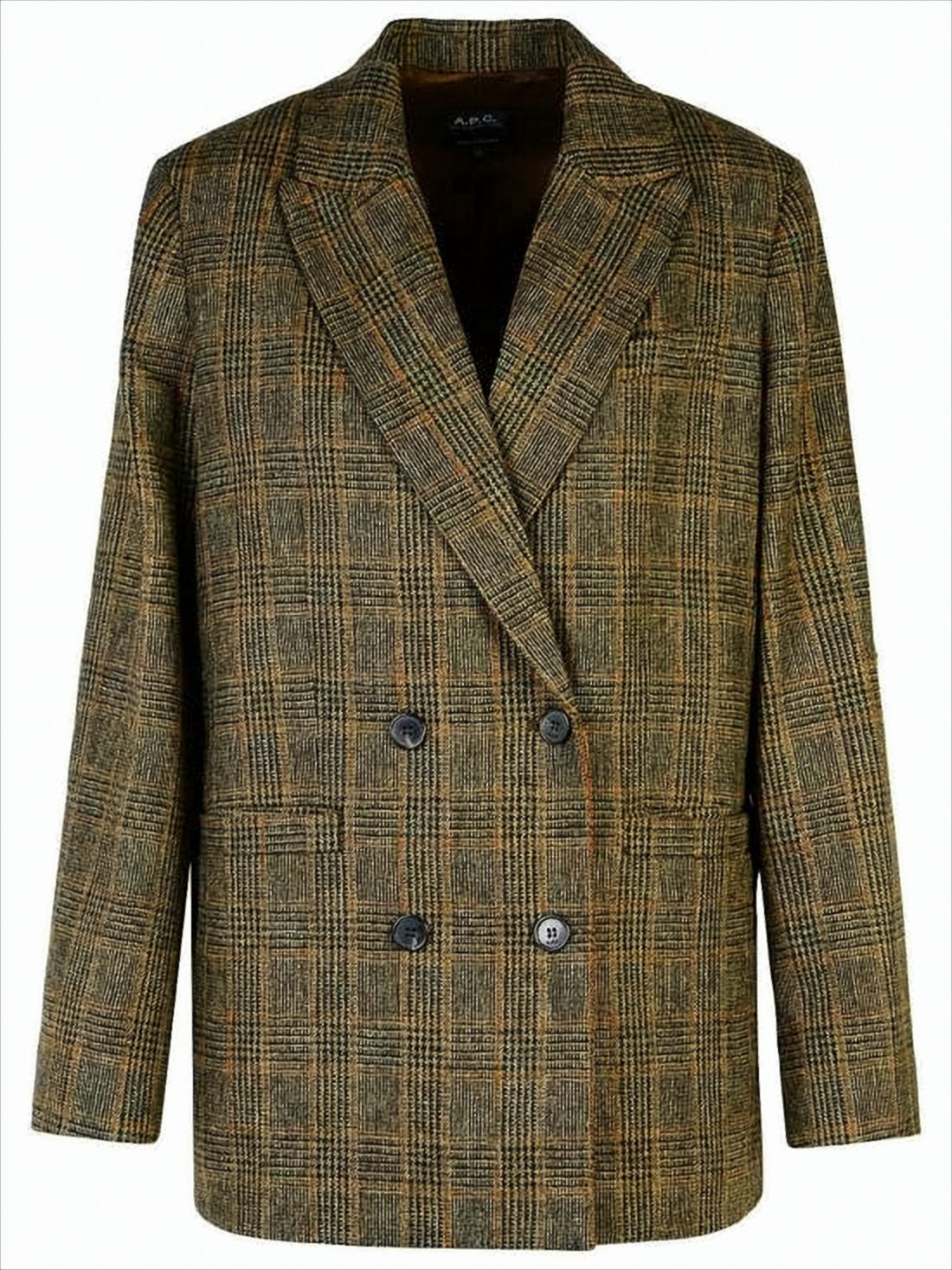 Plaid Double-Breasted Suit Jacket