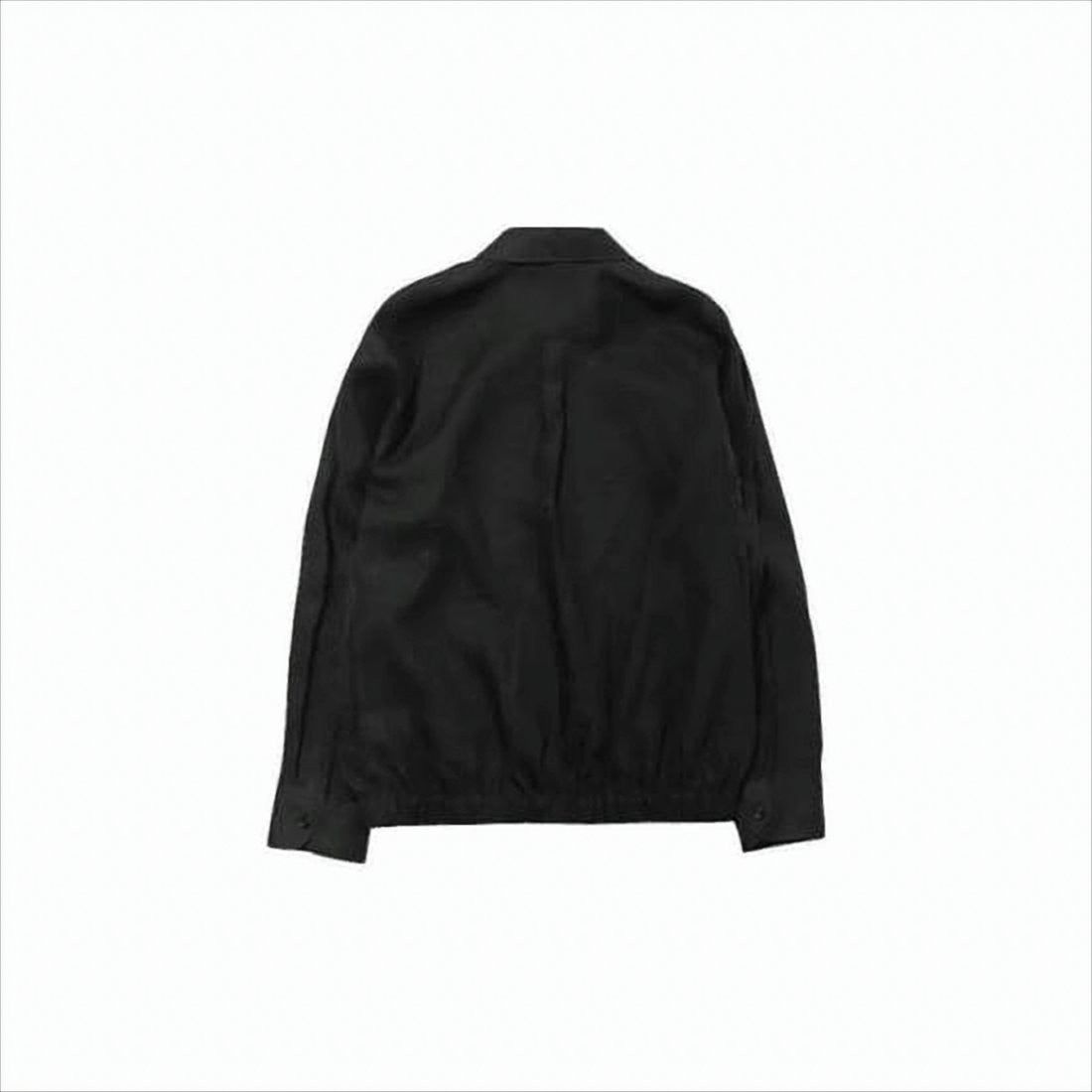 Minimalist Black Linen Jacket with Front Zipper Closure