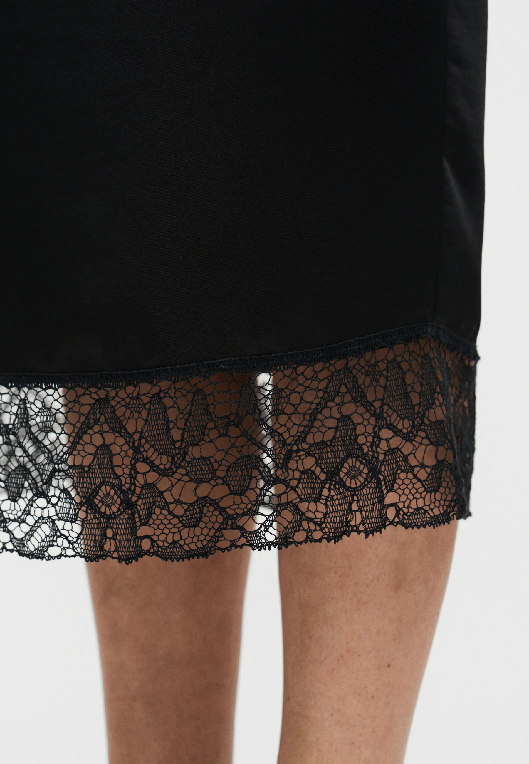 Black Cotton Linen Midi Skirt