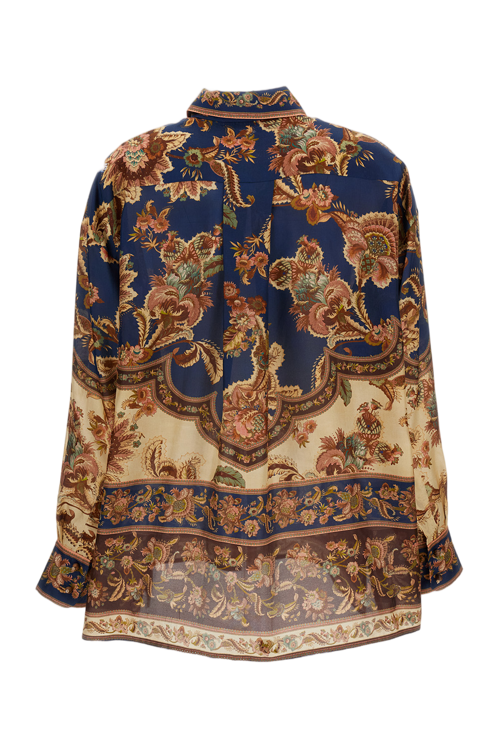 Navy Aster Relaxed Silk Shirt