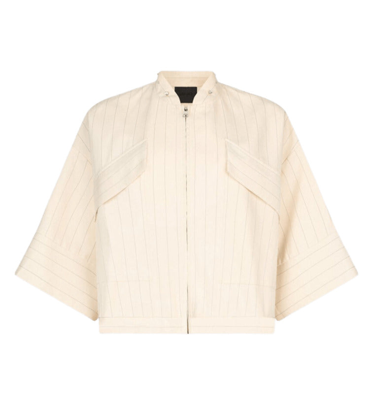 Pinstriped Viscose Blend Jacket.in Bomber Style