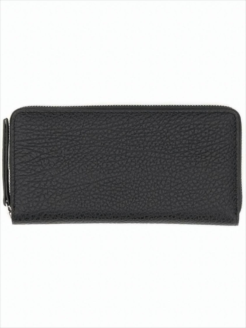 Textured Calf Leather Long Wallet With Zip-Around Closure