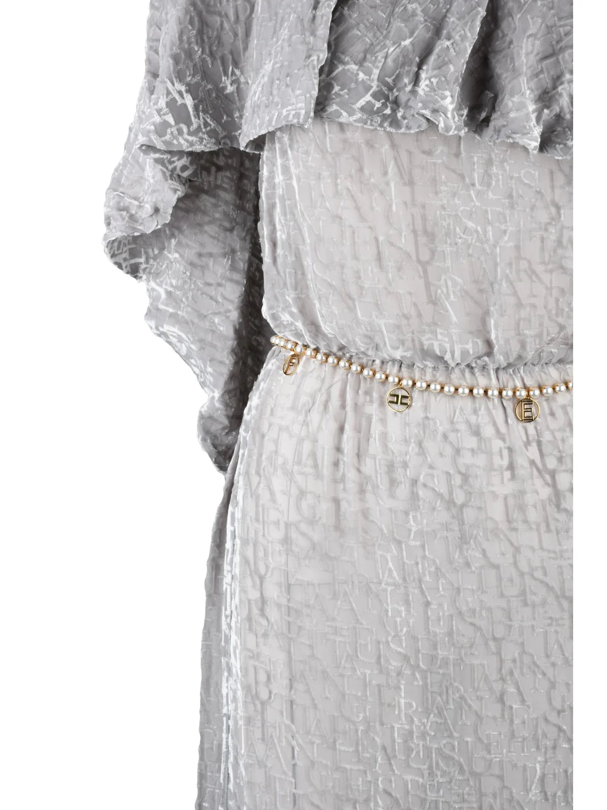 Pearl Grey Viscose Silk Women Long Velvet Dress