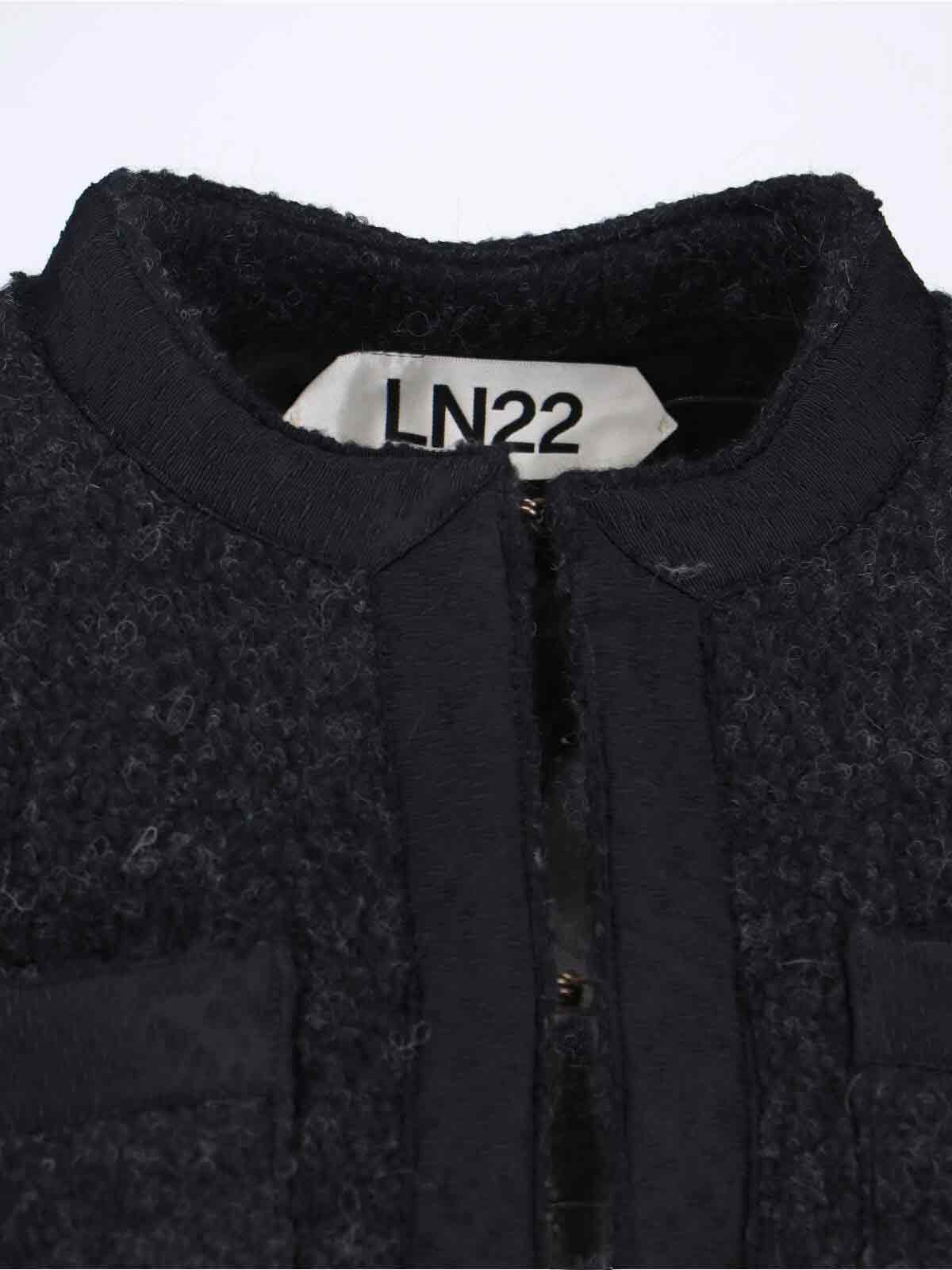 Textured Wool Blend Jacket with Round Neckline