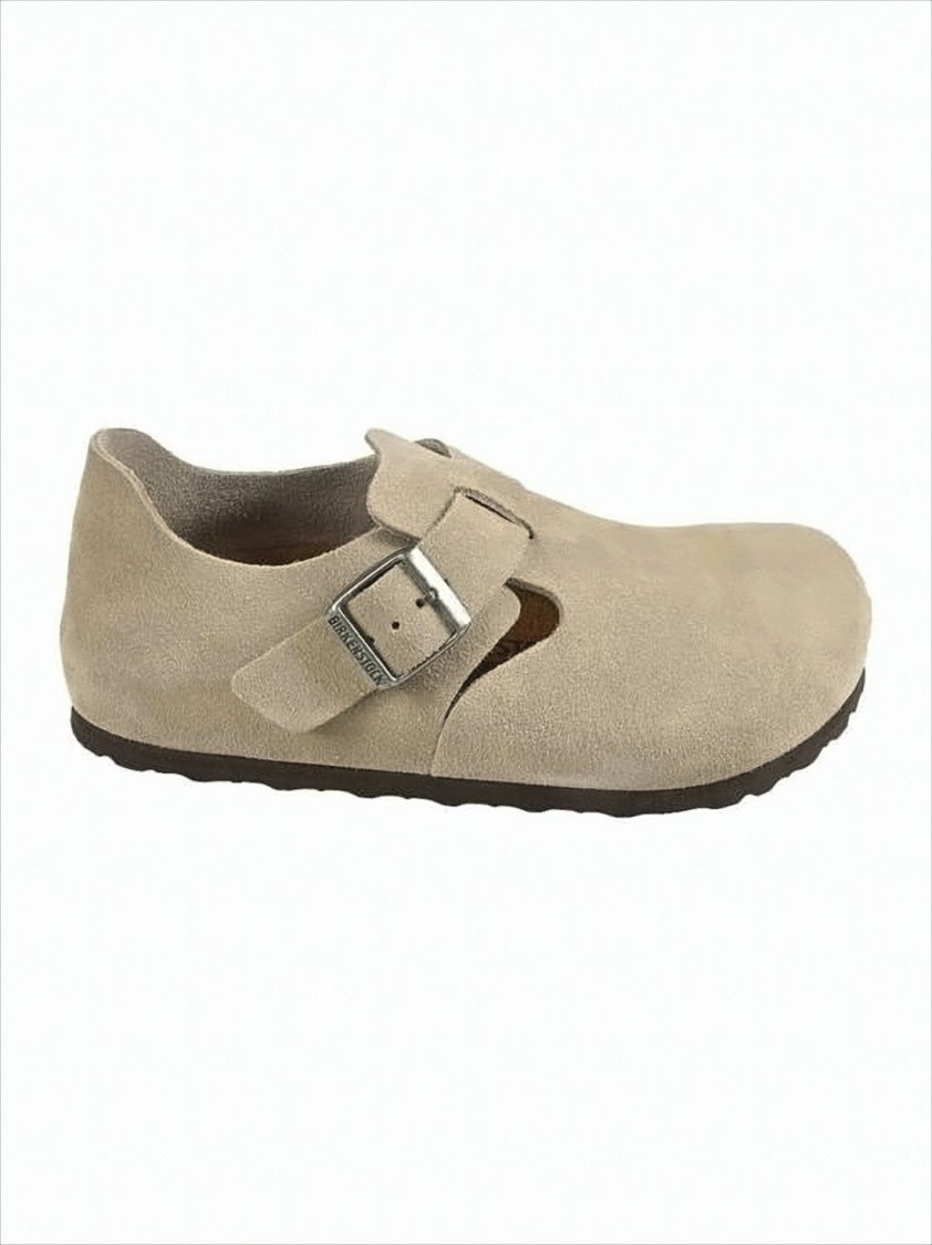 Closed-Toe Suede Sandal with Adjustable Leather Strap