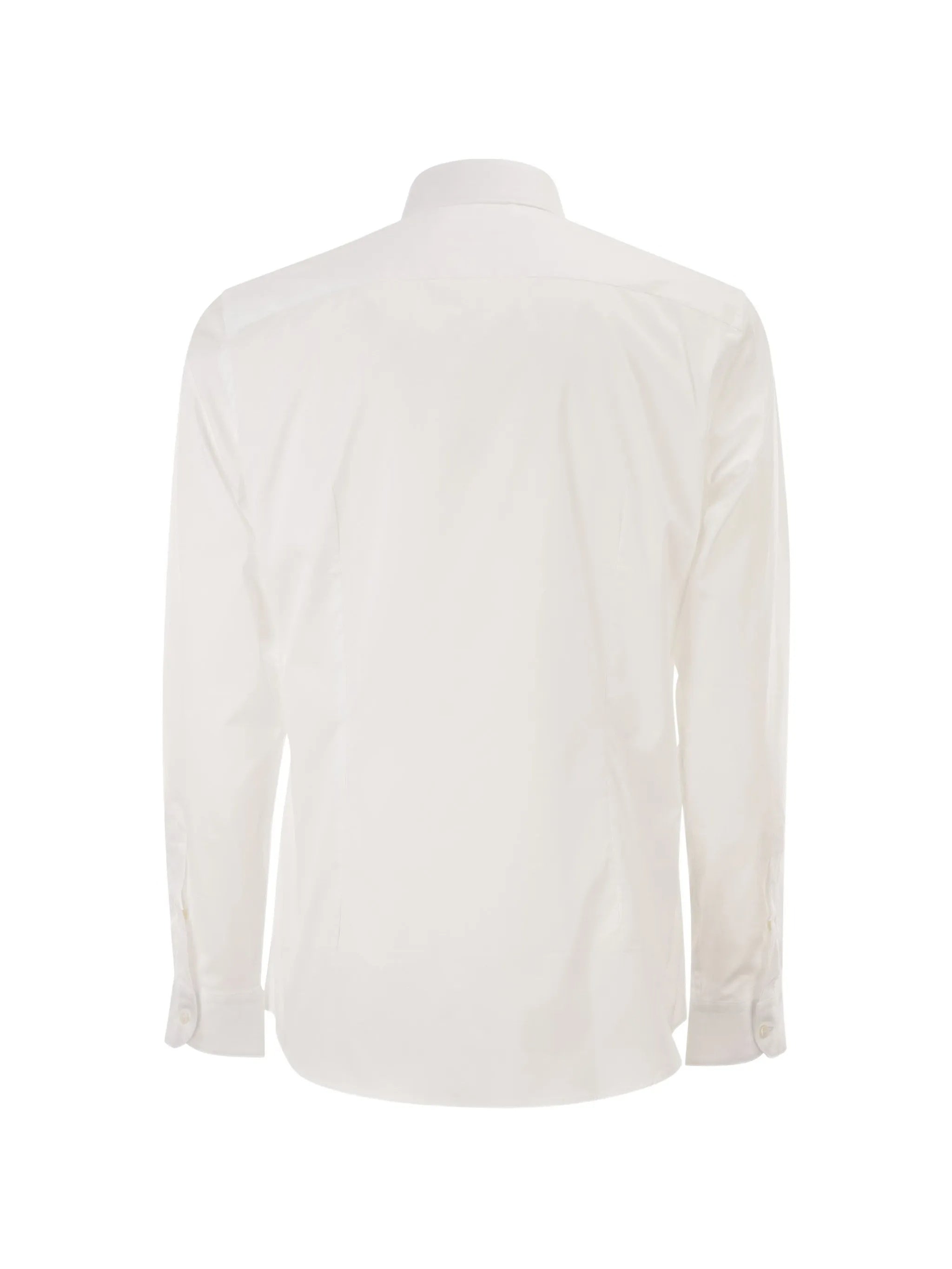 White Long-Sleeve Button-Down Formal Shirt