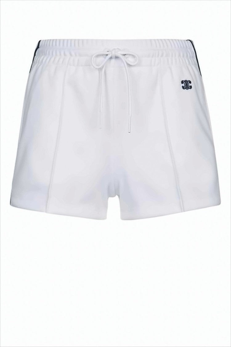 Sporty White Shorts With Adjustable Drawstring